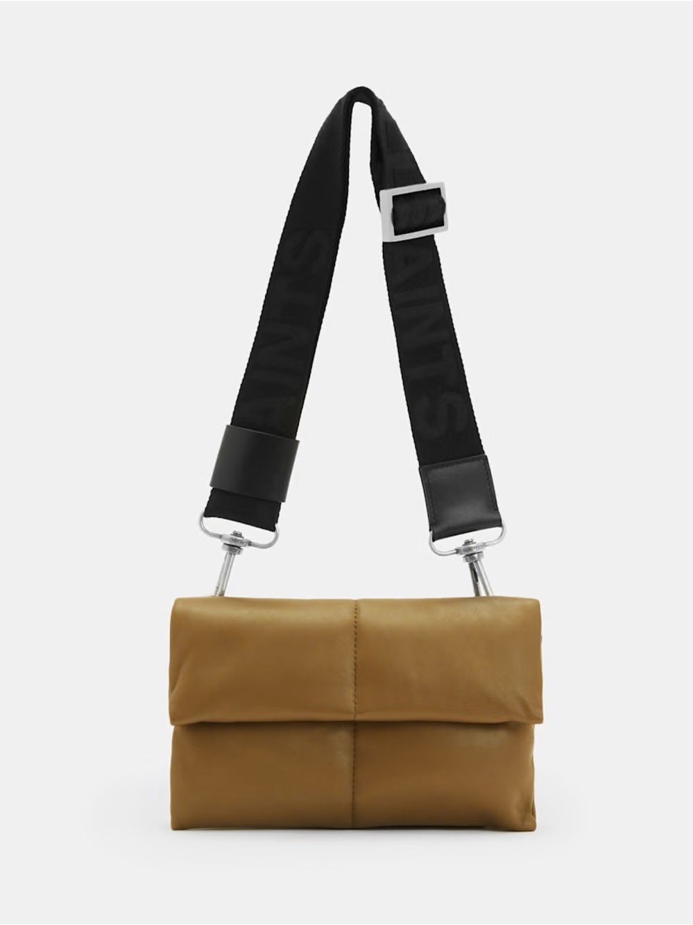All Saints Ezra Quilted Leather Crossbody Bag in Mustard - Picture 2 of 11